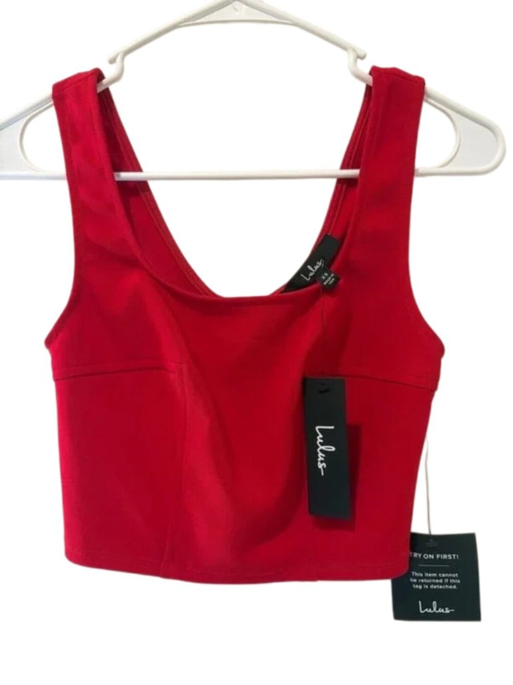 Lulu's NWT Red Square Neck Crop Tank Athletic Bra Top